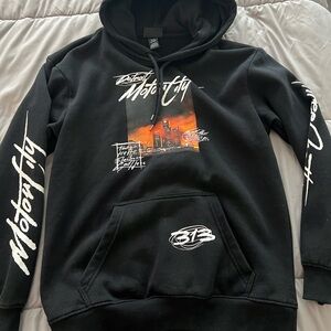 H&M Black Graphic Hoodie with City Print